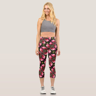 Red Flower In Sunlight Close Up Pattern Capri Leggings