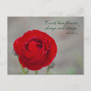 Red Flower Inspirational Garden Quote Monet Postcard