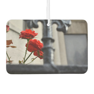 Red Flower Iron Gate New York City Photography NYC Car Air Freshener