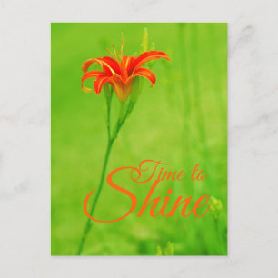 Red Flower "It's time to shine" Postcard