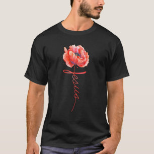 Red Flower Jesus Faith Christian God Cross T-Shirt