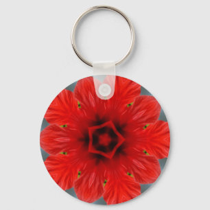 Red Flower Key Ring
