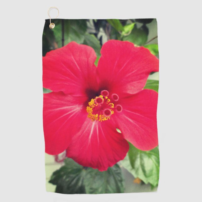 Red Flower of Hibiscus Rosa-sinensis Golf Towel (Front)