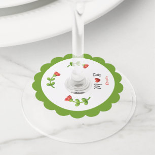Red Flower - Party Drink Markers Wine Glass Tag