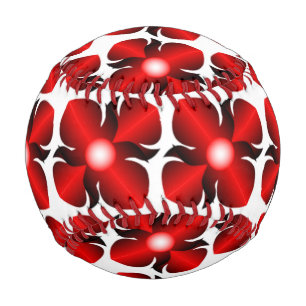 RED FLOWER PATTERN BASEBALL
