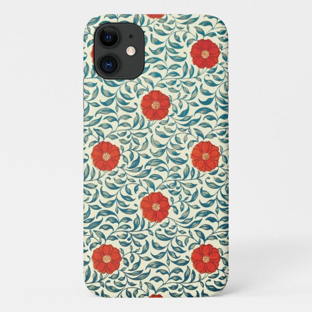 Red Flower Pattern Design-1 iPhone / iPad case (Back)