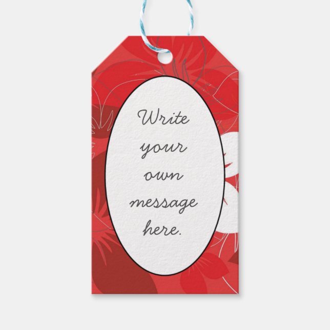 Red Flower Pattern Gift Tags (Front)