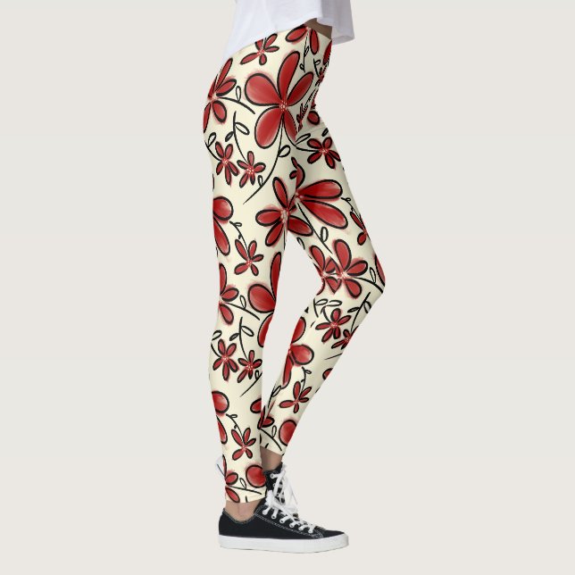 Red flower pattern leggings (Right)