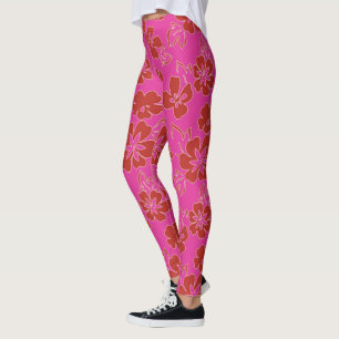 Red  Flower Pattern Leggings