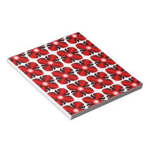 RED FLOWER PATTERN NOTEPAD