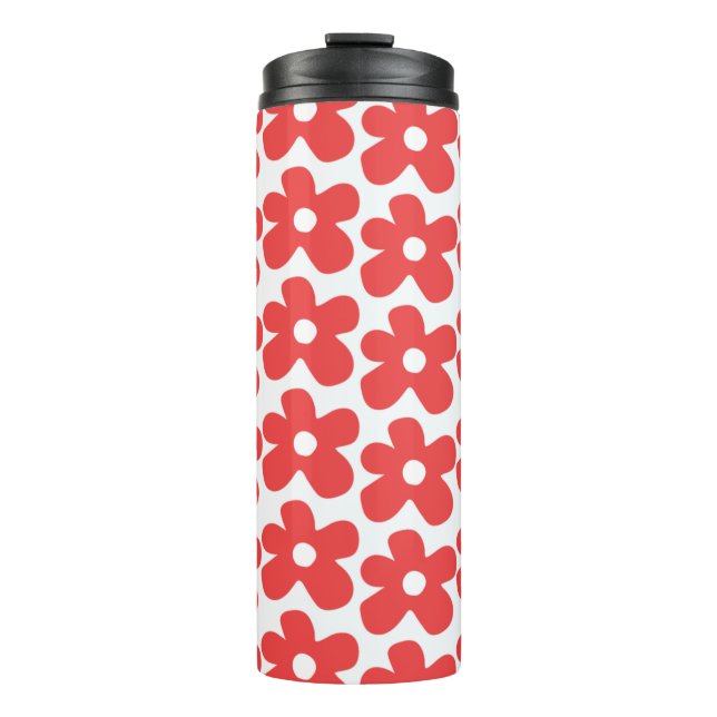 Red Flower pattern Thermal Tumbler (Front)