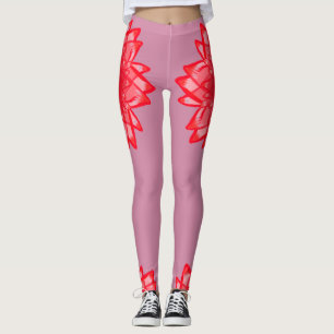 Red flower pattern your colour customisable leggings