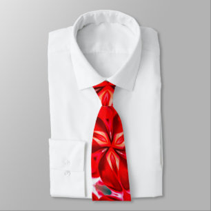 Red Flower Plumeria Pattern Tie