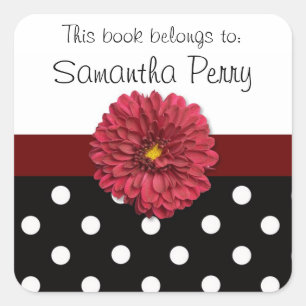 Red flower polka dot customisable stickers