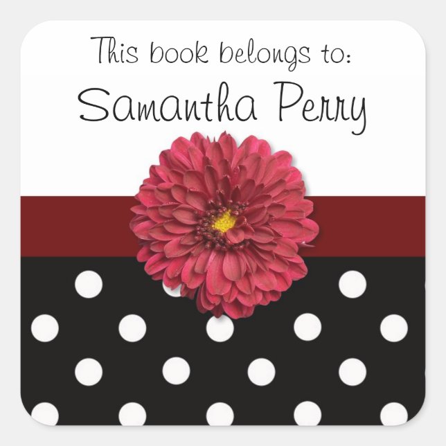 Red flower polka dot customisable stickers (Front)