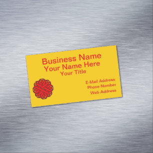 Red Flower Ribbon by Kenneth Yoncich Magnetic Business Card