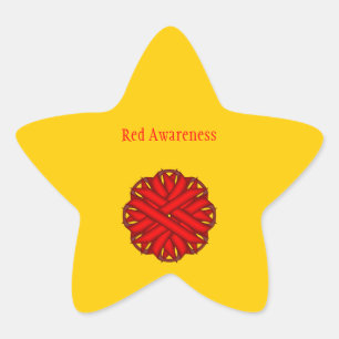 Red Flower Ribbon by Kenneth Yoncich Star Sticker
