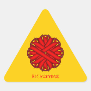 Red Flower Ribbon by Kenneth Yoncich Triangle Sticker