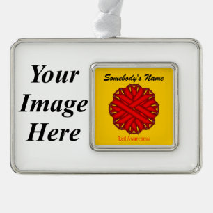 Red Flower Ribbon Template (H-I)by Kenneth Yoncich Silver Plated Framed Ornament