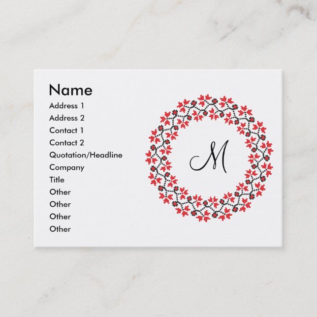 Red flower ring Personalised Monogram Initial Business Card (Front)