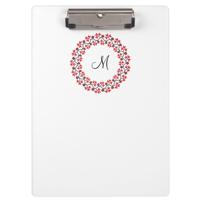 Red flower ring Personalised Monogram Initial Clipboard (Front)