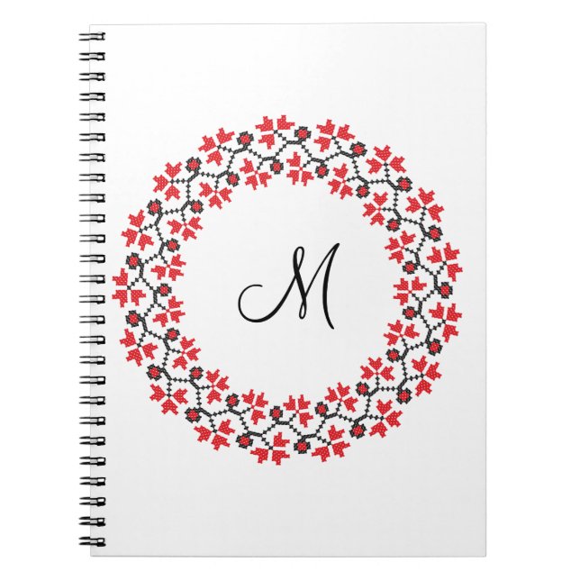Red flower ring Personalised Monogram Initial Notebook (Front)