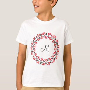 Red flower ring Personalised Monogram Initial T-Shirt