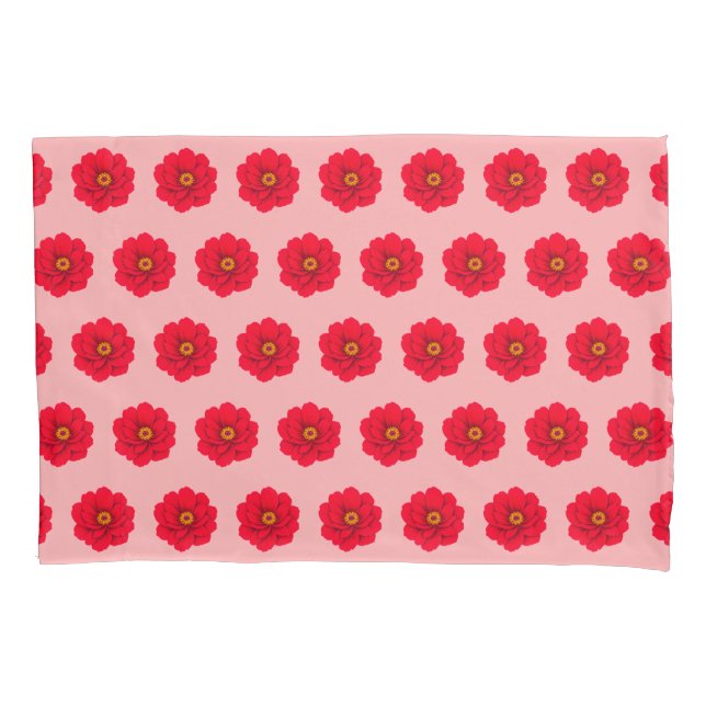 Red Flower Seamless Pattern Pillow Case (Front)