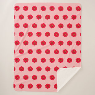 Red Flower Seamless Pattern Sherpa Blanket