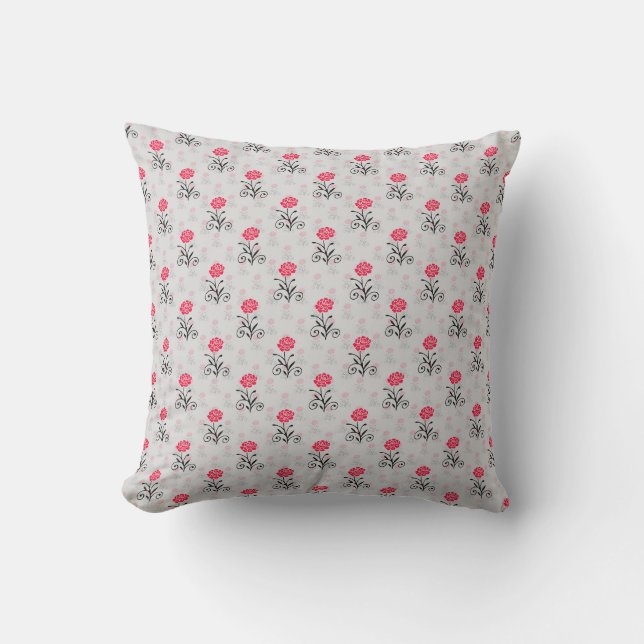Red Flower Stalk Illustration Design Cushion (Front)