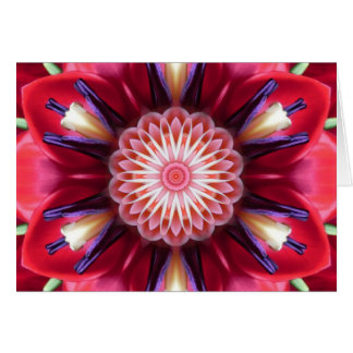 Red Flower Star Mandala Card