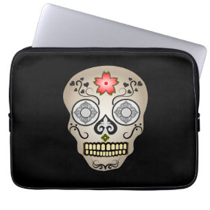 Red Flower Sugar Skull Laptop Sleeve
