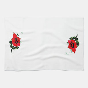 Red Flower Tea Towel
