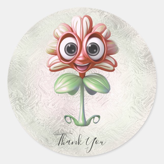 Red Flower Thank You Sticker (Front)