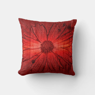 Red Flower Vintage Art Design Abstract Pillow