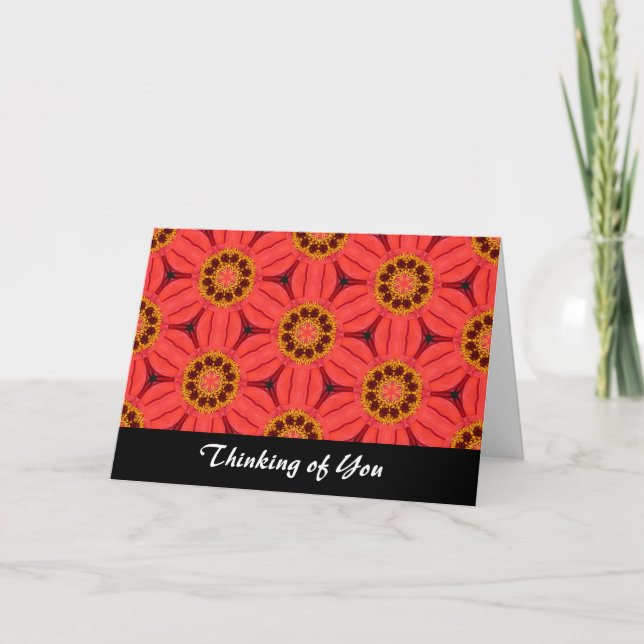 Red Flower Weave - Thinking of You Card (Front)