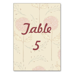 Red Flower Wedding Blossoms Table Number
