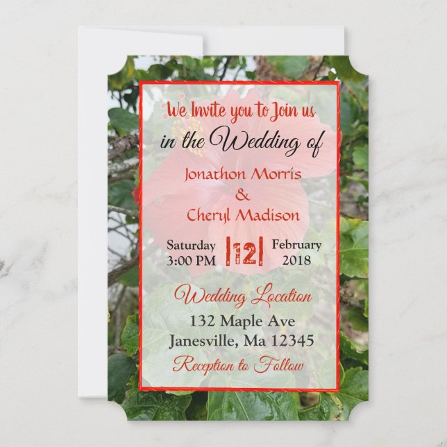 Red Flower Wedding Invitations (Front)