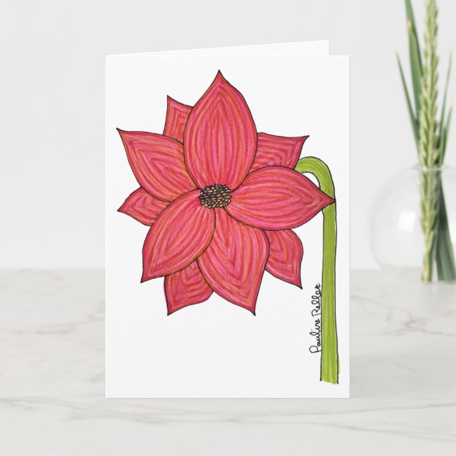 Red Flower with white background blank Card (Front)