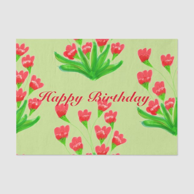 Red Flowered Designer Tissue Paper (Front)
