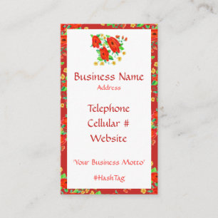 Red Flowered Feminine Business Card