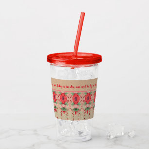 Red Flowered With Taupe Wedding Guest Acrylic Tumbler