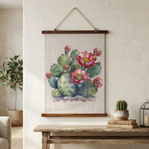 Red Flowering Cactus  Hanging Tapestry