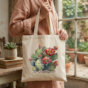 Red Flowering Cactus Tote Bag