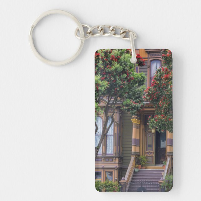 Red Flowering Gum Tree Frames Victorian Style Key Ring (Front)