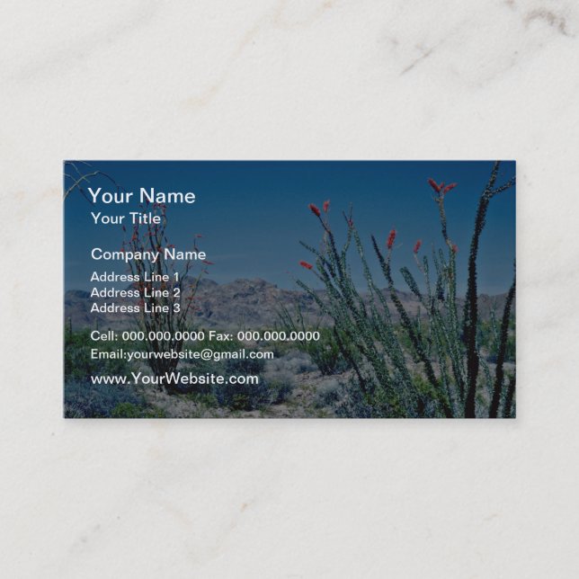 Red Flowering Ocotillo flowers Business Card (Front)