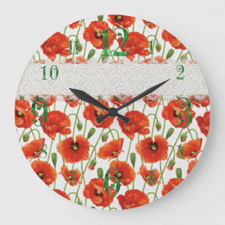 Red Flowering Poppy Large Clock