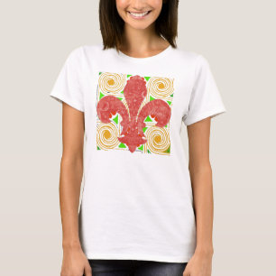 Red Flowers Abstract, Fleur De Lis Water Metre Lid T-Shirt