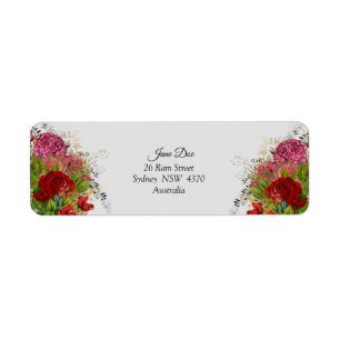 Red Flowers Address Labels – Personalized