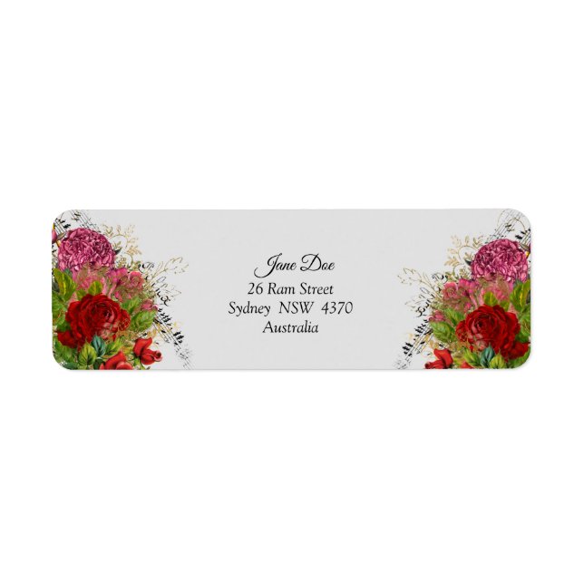 Red Flowers Address Labels – Personalized (Front)